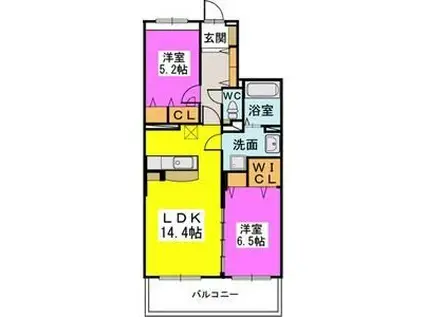 フェリオ イーストI・II(2LDK/4階)の間取り写真