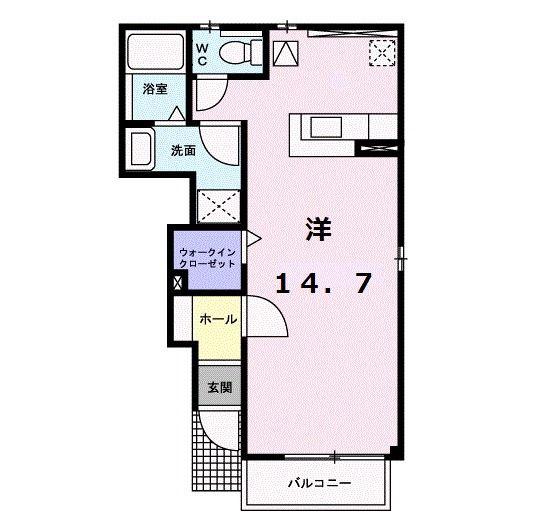 エクセラン近見(ワンルーム/1階)の間取り写真