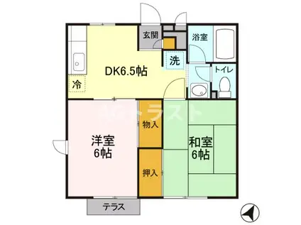 尾山台ハイツI(2DK/1階)の間取り写真