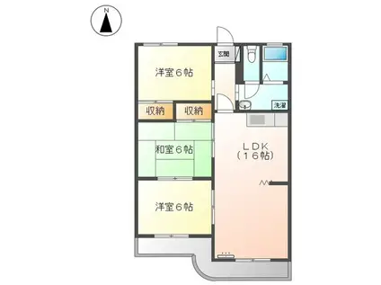エスポワール南ヶ丘(3LDK/2階)の間取り写真
