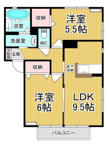 レジデンス・ノヴァF(2LDK/1階)の間取り写真