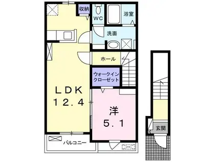 ルミエール(1LDK/2階)の間取り写真