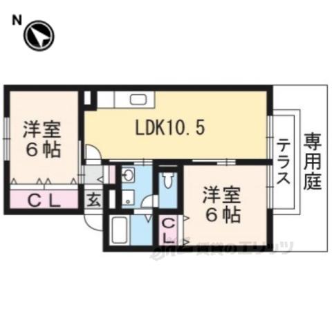 リサージュ8(2LDK/1階)の間取り写真