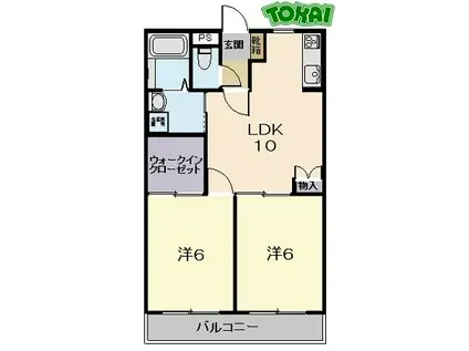 レジデンス善(2LDK/1階)の間取り写真