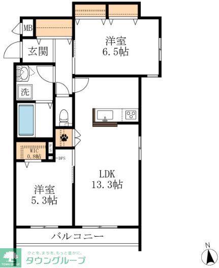 LA PACE 川名(2LDK/2階)の間取り写真
