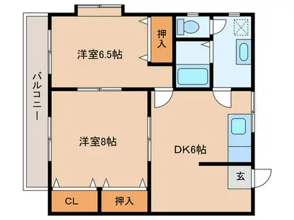 福永アパート(2DK/4階)の間取り写真