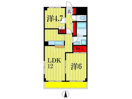 ルミナス青葉(2LDK/2階)の間取り写真