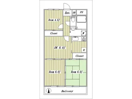 サンノーブル北戸田(3DK/4階)の間取り写真
