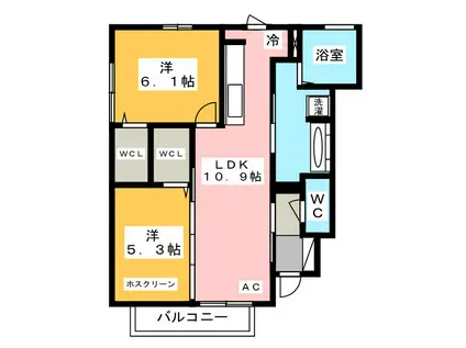 アネシスMII(2LDK/1階)の間取り写真