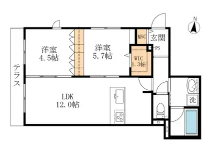 AF メゾンドファミーユ(2LDK/1階)の間取り写真