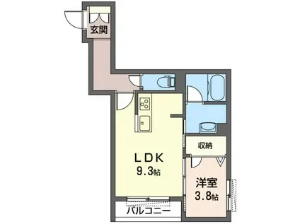 DIO・DI・MARE(1LDK/2階)の間取り写真