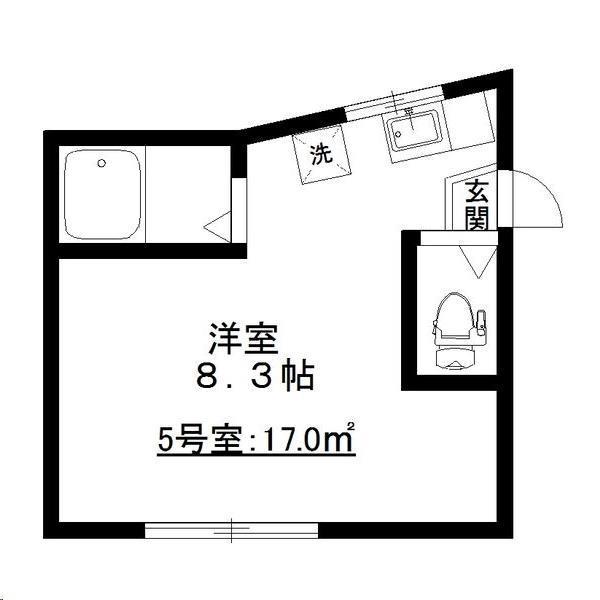 長屋アパートメントHACHI(ワンルーム/2階)の間取り写真