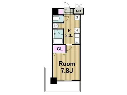 ウエルカムヒル(1K/4階)の間取り写真