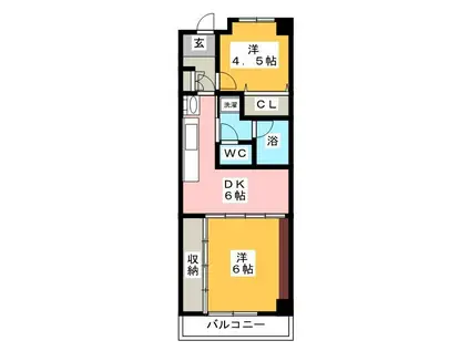 服部マンション(2DK/4階)の間取り写真