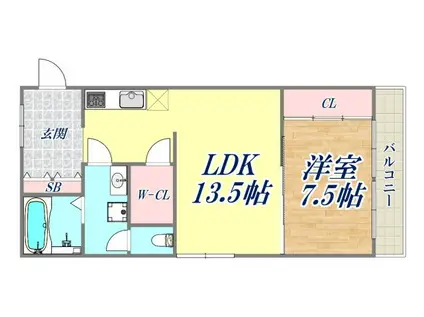 クレールメゾン中田A棟(1LDK/3階)の間取り写真