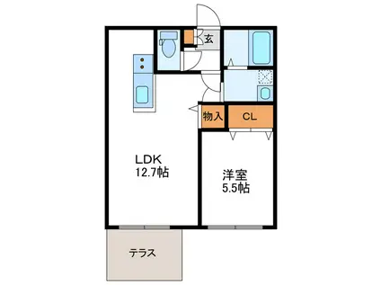 G.G.G. トリプルジー(1LDK/1階)の間取り写真