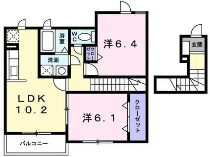 サンヒルズ城南D(2LDK/2階)の間取り写真