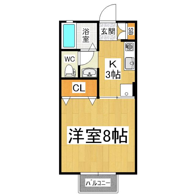 セジュールイワモトA(1K/2階)の間取り写真
