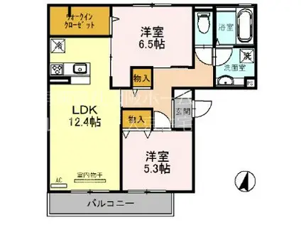 クリエ山本町南(2LDK/2階)の間取り写真