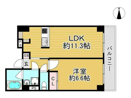 AKS NISHIYAMA(1LDK/4階)の間取り写真