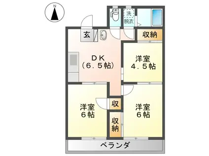 コーポ田園(3DK/2階)の間取り写真