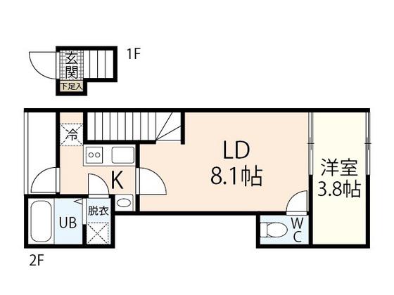 リバーノース庚午(1LDK/2階)の間取り写真