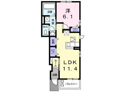 エスポワールK&L III(1LDK/1階)の間取り写真