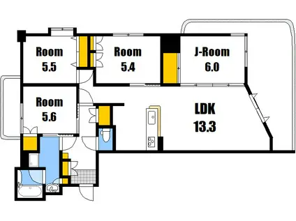 グローリー三滝(4LDK/6階)の間取り写真