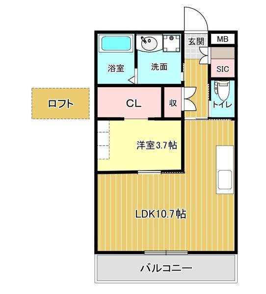 バンベールノース(1LDK/1階)の間取り写真