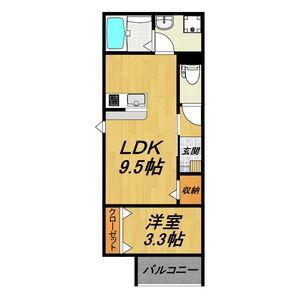 LE COCON 甚目寺II(1LDK/3階)の間取り写真