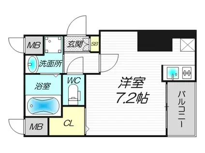 エスライズ堺筋本町(ワンルーム/3階)の間取り写真