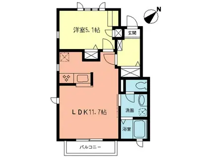 パストラーレII(1LDK/1階)の間取り写真