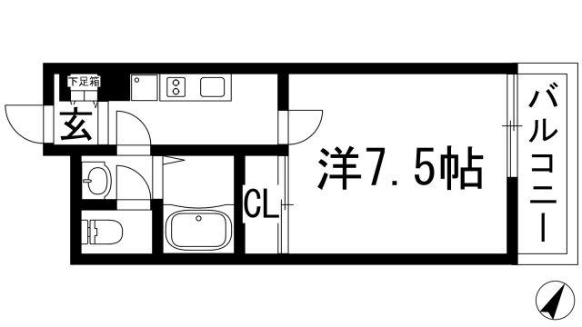 クレイノ清都3(1K/3階)の間取り写真