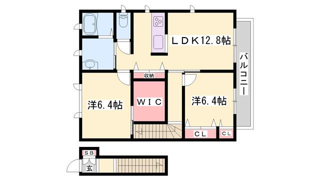 エミマリー川西台(2LDK/2階)の間取り写真