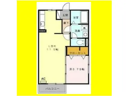 モナリエ西田(1LDK/2階)の間取り写真