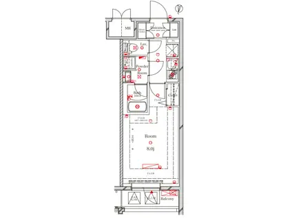 アルテカーサプレスト北千住(1K/8階)の間取り写真