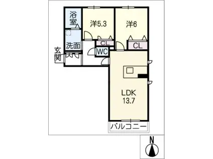 ル・プチ・セール(2LDK/1階)の間取り写真