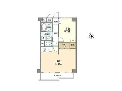 シャトー初台(1LDK/2階)の間取り写真