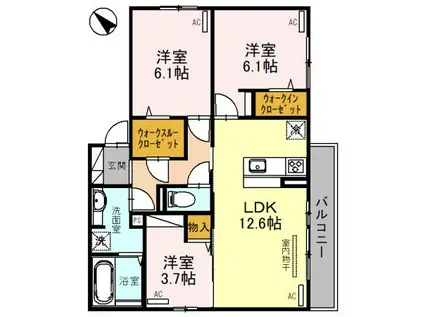 D-ROOM SUNRISE(3LDK/1階)の間取り写真