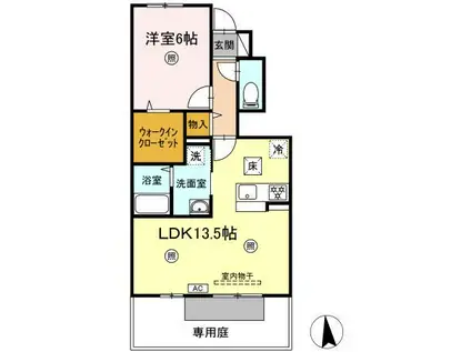 グランツ上薬王寺(1LDK/1階)の間取り写真