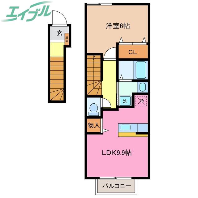 MS COURT I(1LDK/2階)の間取り写真