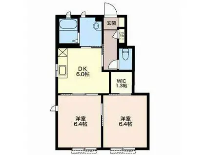 ゴールドヒル B(2DK/1階)の間取り写真