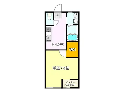 スフィーダII(1K/2階)の間取り写真