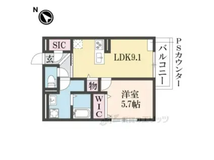 フロレゾン醍醐(1LDK/3階)の間取り写真