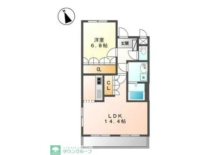 シャトー・ル・レーヴ壱番館(1LDK/1階)の間取り写真