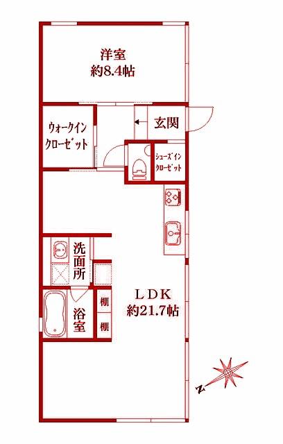 栗の木テラス(1LDK/1階)の間取り写真