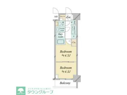 ドゥーエ新横浜(2K/6階)の間取り写真