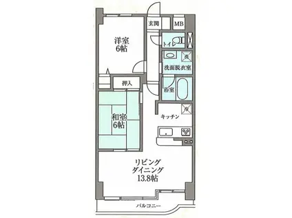 ロマーナ伍番館(2LDK/3階)の間取り写真