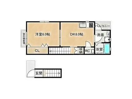 鶴見商店街西新棟(1DK/2階)の間取り写真