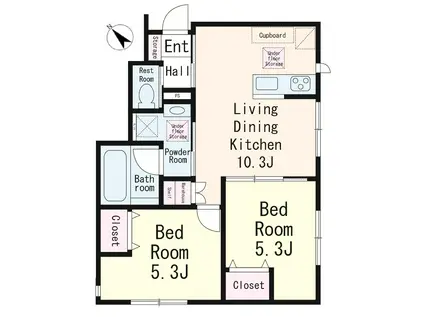 シティパル富士本(2LDK/1階)の間取り写真